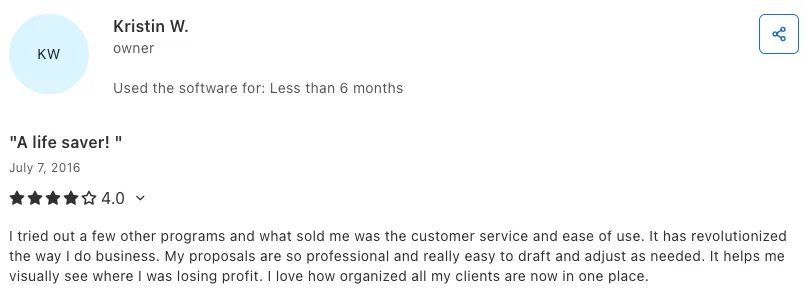 Kristin W - A life saver! review screenshot