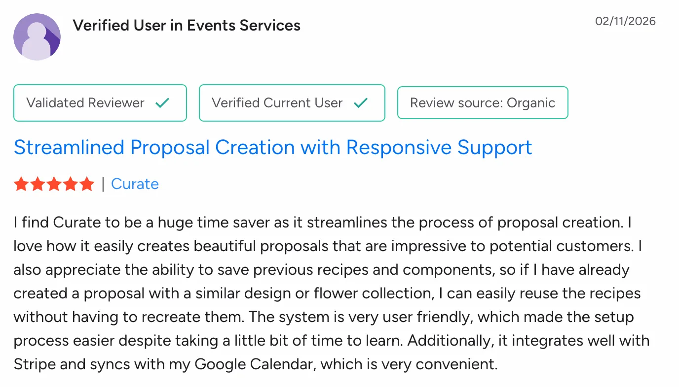 Verified User - Streamlined Proposal Creation with Responsive Support review screenshot